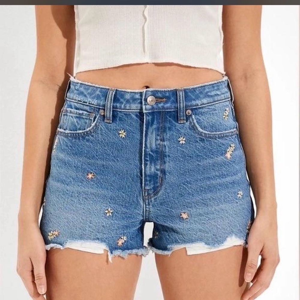 AE Embroidered Denim Shorts